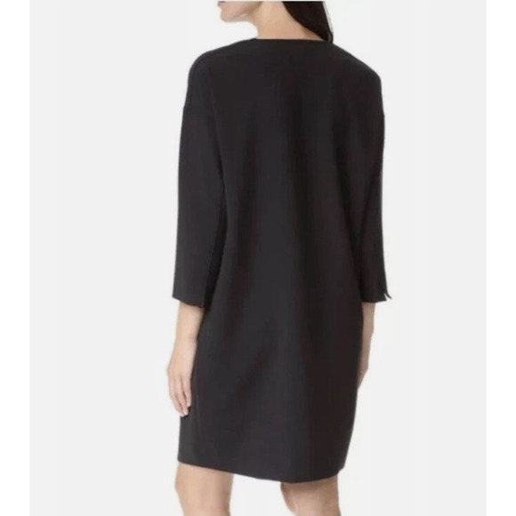 VINCE Front Zip Mini Dress Black Stretch Shift Minimalist Gothic NWT - Picture 5 of 14